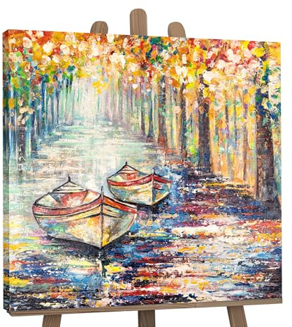 YS-Art XXL Abstrakt Acrylbild Herbstlicher Anlegeplatz modernes Design