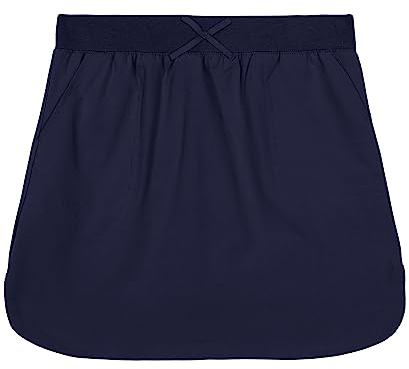 Izod Girls' School Uniform Pull-on Scooter Skirt with Undershorts, Knit Waistband & Functional Pockets, Wrinkle Resistant, Navy, 7