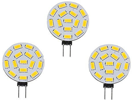 3 bombillas LED G4 5730 con casquillo 15 SMD, color blanco, 12 V-34 V CC, luz blanca cálida, 3 W, 2700 K
