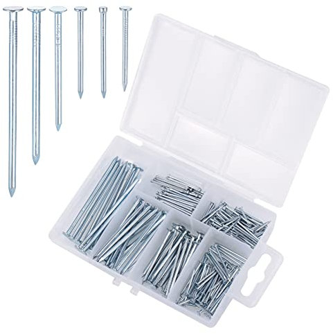 Fentar 240 PCS Chiodi Acciaio Zincato Chiodi da Muro 6 Taglie Chiodi Muro Chiodi per Legno Riparazione fai da te per appendere la cornice dello specchio per la costruzione della casa