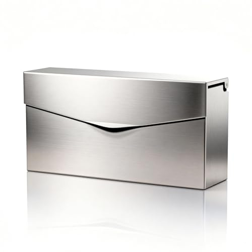 Pochar Rainproof Stainless Steel Mailbox for Walls, Heavy Duty Wall Mounted Mailbox - 14.75'' x 3.75'' x 7'' Rust Proof Steel Dropbox with Rainproof Design(Silver)