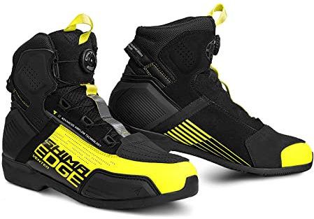 SHIMA EDGE VENTED Botas Moto Hombre Cuero Ventilada Zapatillas ATOP Verano Calzado Motorista Baja Adventure Cremallera Lateral Protección Tobillo Motocicleta Trail (Femenino, Ventilado, Fluo, 43)