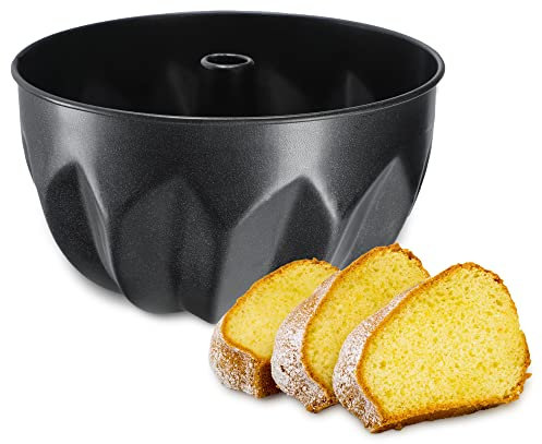 KADAX Stampo per ciambella, in lamiera con rivestimento antiaderente, in 2 diverse misure, forma rotonda, distribuzione uniforme del calore (diametro 16,5 cm con foro)