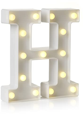 Auraglow LED Leuchtschild Buchstabe H, Batteriebetriebene Partydeko | Warmweiß Acryl Design, Wandmontage oder freistehend, 4 Stunden Timer, für Geburtstag, Hochzeit und Feiern