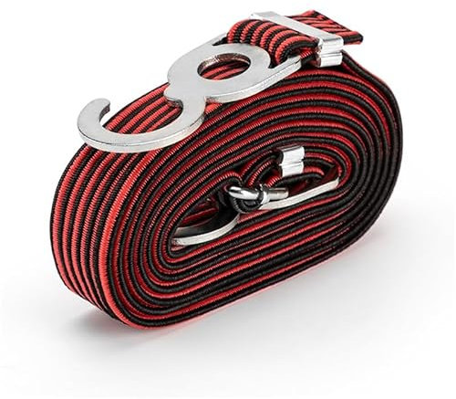 verstellbar Spanngummi mit Haken 2 stück Elastizität Strap Bindung Cargo Seil for Auto Motorrad Fahrrad mit Metallschnalle Schleppseil Starker Ratschband for Gepäcktasche (Color : Red 2M)