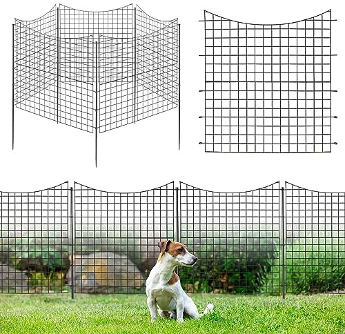 RELAX4LIFE Gartenzaun 5 Stück Set, 98 x 87cm Teichzaun, Beetzaun Metall, Metallzaun Steckbar, Faltdraht Zäune, Dekozaun für Terrasse Garten, Schwarz