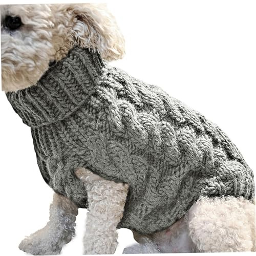 Hundhoppare små hundtröjor turtleneck stickad pullover elastisk jul hundkläder vinter tjock varm klassisk liten hundkläder för chihuahua Yorkie tecup dachshund grå l