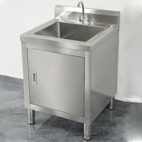 Lavello da cucina in acciaio inox, lavello in acciaio inox,lavabo da giardino,lavandino da campeggio,per garage, ristorante, cucina, lavanderia, all'aperto,1 bacino rettangolare,