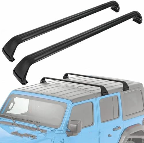 QQLADY 2 Stück Auto-Querträger-Dachträger für Jeep Wrangler JK JL 2007-2022, Lastenträger Relingträger Gepäckträger für Dachbox, Dachquerträger, Gepäckträger Schienen Zubehör
