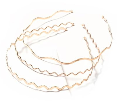3 Stück Metall Haarband,Damen Welle Haarreifen Haarreif Stirnband,Rutschfestes Stirnbänder Kopfbedeckung Kopfschmuck Haarschmuck für Tägliches Tragen Outdoor Sports Yoga,Gemischtes Roségold