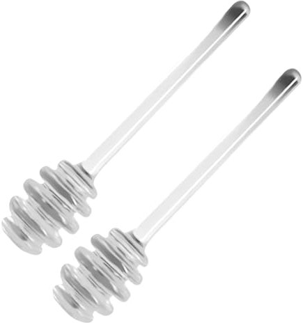 2 Pcs Honey Dipper Sticks 5.3 inch Glass Honey Dipper Mini Honey Drizzle Comb Wand Honey Stirrer Stick for Honey Jar Dispense Drizzle Honey(Transparent)
