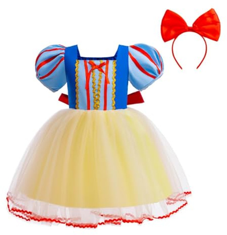 Lito Angels Disfraz de Carnaval de Princesa Princesa Manzana con Cinta Cabeza Vestido Tul para Bebé Niñas Pequeñas Talla 18 meses-7 años