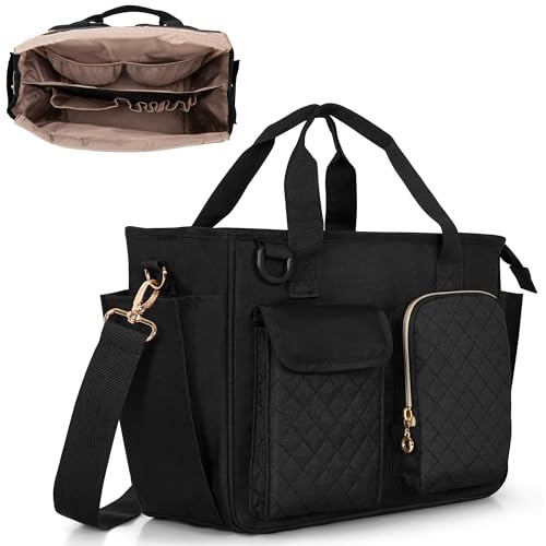 Luxja Große Bibeltasche mit Wasserflaschentaschen, Bibel-Tragetasche für Frauen mit mehreren Taschen (nur Tasche)