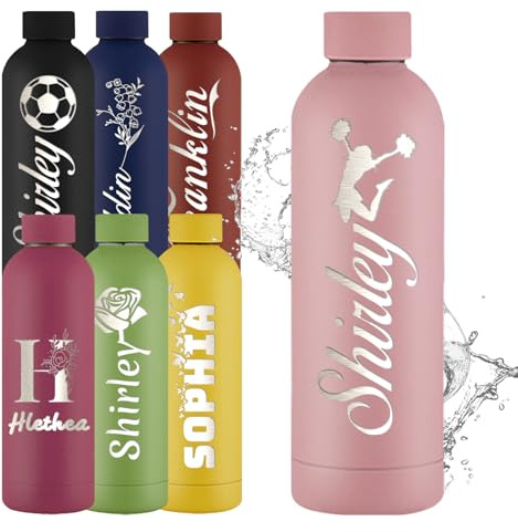 YoLLiEE Personalisierte Wasserflasche mit Namen 16oz benutzerdefinierte Wasserflaschen Edelstahl graviert isoliert Sport Wasser Cup