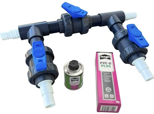 STEMAX-Wassertechnik Pool Bypass EXPERT Set 50mm mit 32/38mm ABS Schlauchtüllen für Pool Wärmepumpe Schwimmbad Schwimmbecken Poolheizung Wärmepumpe Solaranlage