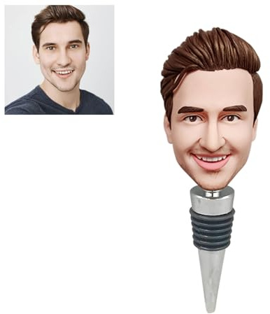 Personalisierte Weinflaschenverschlüsse – individuelles Wackelkopf-Geschenk, einzigartiges Andenken