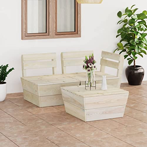 Xichuzi 3-TLG. Garten-Paletten-Lounge-Set, Möbelsets, Gartenmöbel, Garten Lounge, Lounge Set, Terrassenmöbel, Loungemöbel Terrasse, Imprägniertes Fichtenholz