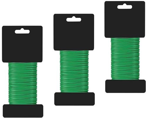 3 Stück Gartendraht Bindedraht Spanndraht,PVC Stahlseil Pflanzenbinder Pflanzenbinder Basteldraht Kunststoffbeschichteter Weich Pflanzen Bindedrah Wickeldraht Weiche Pflanzendrehbinder-Drähte