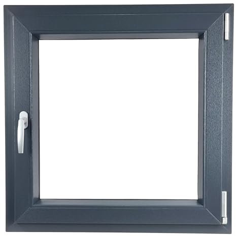 ALUCON Fenster 1000x1000 mm – Fenster 100x100 cm – Kunststofffenster Innen Anthrazit/Außen Anthrazit – Flügelfenster DIN Rechts