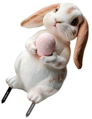 Mirweon Easters Garden Stake Colorful Rabbits Eggs Sculpture Yard Decoration For Spring Celebration Weather Proof Ornament