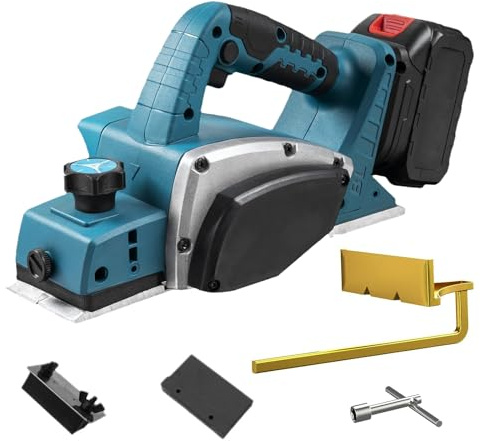 Pialla a batteria compatibile con batteria Makita da 18 V, piallatrice elettrica 15000 giri/min, larghezza pialla: 82 mm, foro 2 mm, piallatrice elettrica per lavori in legno, mobili (senza batteria)