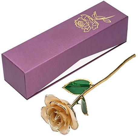 Rose Dorée, Rose Trempée en Or avec Placage d'or de Base pour l'anniversaire de l'anniversaire