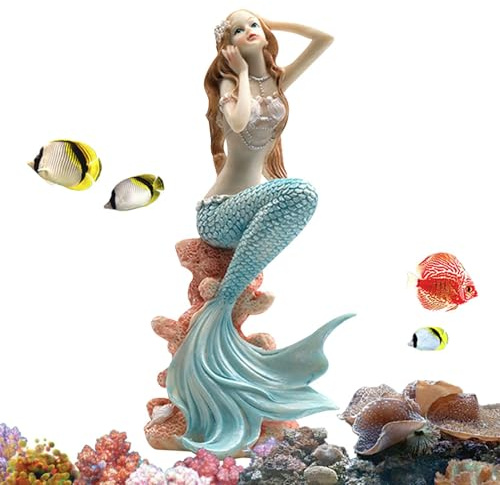 Meerjungfrau-Aquarium-Statue – 6 Miniatur-Figuren aus Harz für Aquarium & Schreibtisch | DIY Dekoration für Fischtank, Thematische Meerjungfrauen-Figuren, Haustierzubehör für Unterwasserwelten