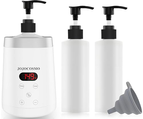 JOJOCOSMO Scalda olio da massaggio, scalda olio da massaggio con due dispenser per bottiglie d'olio, scaldabagno continuo da 30 a 65 °C, scaldabiberon, per salone, per massaggi domestici, bianco