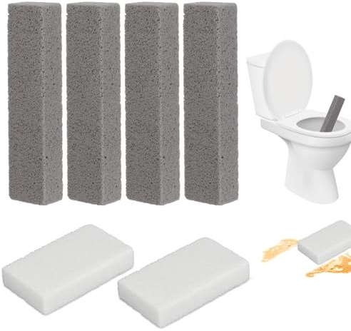 Pumice Stone Lot de 6 blocs WC en pierre ponce pour nettoyage des toilettes, éviers, baignoires, barbecues (4 gris + 2 blanc)