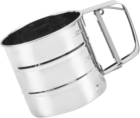 SMASOLO Handheld Stainless Steel Flour Sifter with Fine Mesh Portable Cup-Style Baking Filter and Sifting Strainer for Bread Pizza Dough Cookies and Cake Silver