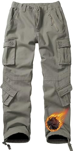 Women's Fleece Lined Hiking Trousers Winter Cargo Pants JR39 Armygreen 4