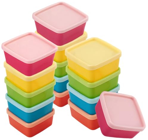 Fudioten Kleine Dosen mit Deckel Plastik 15 Stk Kleine Plastikdosen Einfrierdosen Frischhaltedosen Vorratsdosen mit Deckel 60ml für Snack