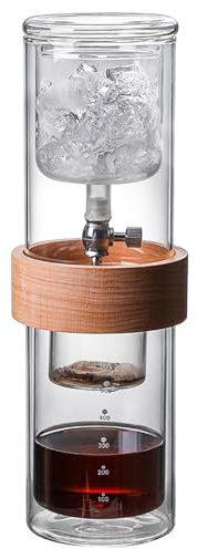 Cafetera de goteo Cold Brew, torre de goteo de vidrio de borosilicato de 500 ml con válvula reguladora de caudal para el hogar y la cafetería