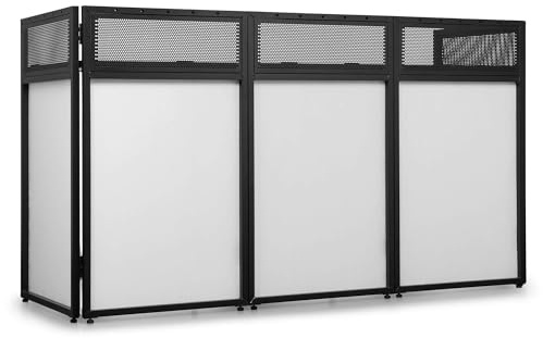 Vonyx DBA200 - Mobiler DJ Tisch, 2 Meter - Großer Klapptisch inkl. Tasche & 2 Lycra-Cover (Weiß/Schwarz), DJ Pult - Stabiler Multifunktionstisch für DJ Equipment & Messe - Alu Schwarz