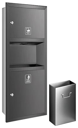 KAXLDHH Portarrollos Papel Higiénico Empotrable con Papelera Integrada, Hornacina de Baño de Acero Inoxidable 304, Módulo de Pared Todo en Uno para Reforma de Baño(Gray,750x345x145mm)