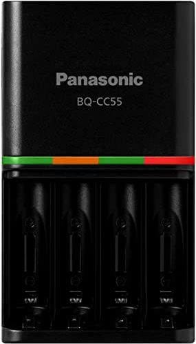 eneloop BQ-CC55KSBHA Panasonic Advanced Pro Individual Battery 4 Hour Quick Charger with 4 Led Charge Indicator Lights, Black