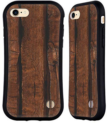 Head Case Designs sous Licence Officielle PLdesign Paysan Brown Vieux Bois Empreintes De Bois Et De Rouille Coque Hybride Compatible avec Apple iPhone 7/8 / SE 2020 & 2022
