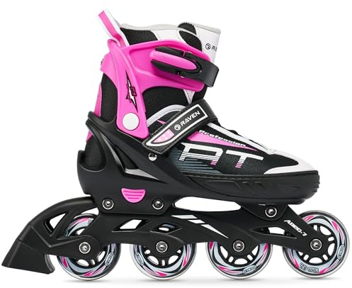 RAVEN Profession Inlineskates Inliner für Kinder und Erwachsene OPTIONAL 2in1 mit Schlittschuhen verstellbar (Black/Pink ohne Kufen 38-42 (25cm-27,5cm))