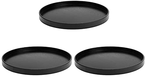 3 Stück Rundes Tablett 30cm Holz Rund Serviertablett Schwarzes Frühstück Kaffee Cup Teetablett Badezimmer Tablett klein Deko Tablett für Café, Bar, Restaurant