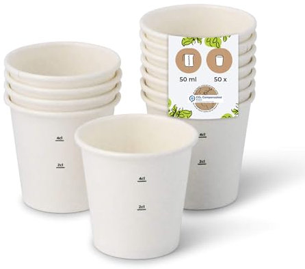 BIOZOYG Bio Kaffeebecher Pappbecher I Einweggeschirr Trinkbecher Papierbecher kompostierbare und biologisch abbaubare Becher I weiße unbedruckte umweltfreundliche Kaffeebecher 50 Stück 50ml 2oz