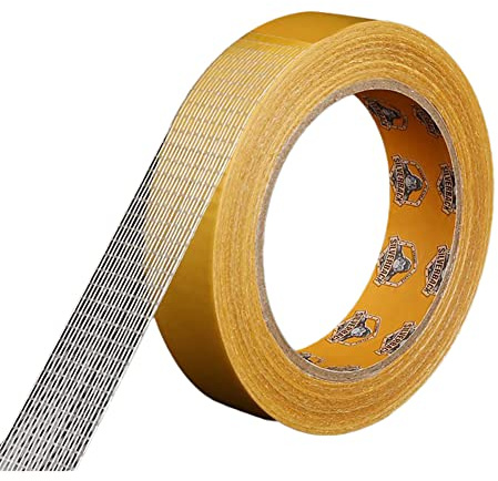 1 Rotolo di Nastro Biadesivo per Impieghi Gravosi, 25mm×20M Nastro Biadesivo Sottile su Due Lati ad Alta Adesività, con Rete in Fibra di Vetro, Nastro Biadesivo Universale Trasparente Rimovibile