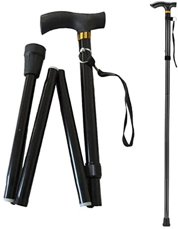 Bastones Plegables para Mayores, Bastón Plegable Ajustable Bastón de Aluminio Floral negroBastón Plegable Mujer Bastones para Mayores Extensible para hogar y Viaje
