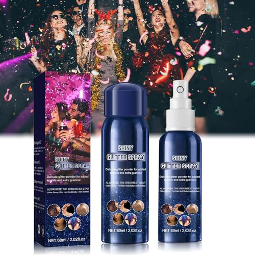 Glitter Spray Spray Paillette Cheveux et Corps Paillettes Spray Poudre Scintillante Maquillag Spray Scintillant Brillant pour Maquillage Festival Vêtements Cosplay, 60ml