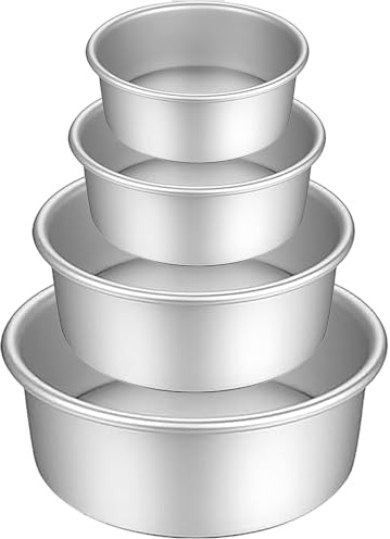 HQILRRA Set med rund kakform bakplåt, anodiserad aluminium non-stick-beläggningsset, avtagbar botten vattentät födelsedagsfest, 4 storlekar (5/6/7/8 tum)