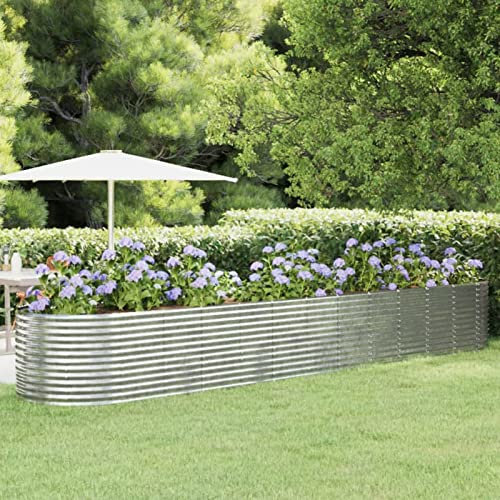 ShGaxin Hochbeet Pulverbeschichteter Stahl 507x100x68 cm Silbern, Palettenrahmen, Hochteich, Gemüsebeet, Kräuterregal Balkon, Blumenbeet, Kräuterspirale, Tomatenbeet, Pflanzhochbeet - 319082
