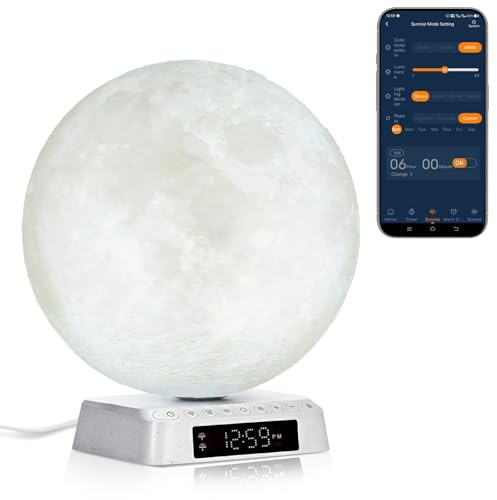 Sonnenaufgangswecker, Wecklicht, Wecklicht, Lampe, Uhr, 3 Farben, einstellbares Stimmungslicht, integriertes weißes Rauschen, Nachttischlampe für Wohnzimmer, Schlafzimmer, Büro, Lesen, Arbeiten