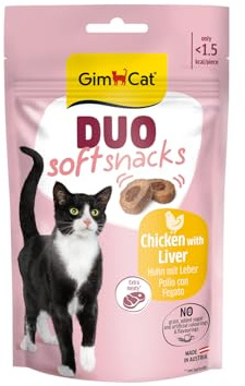 GimCat Duo Soft Snacks mit Huhn mit Leber - Sichtbare Kombi aus Zwei leckeren Geschmacksrichtungen - 1 Beutel (1 x 50 g)