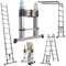 Telescopic Extendable Step Ladder - Multi-Purpose Folding A-Frame Extension Ladder Stronger Than Aluminum - 3.8m/12.5ft (6.2FT+6.2FT) Portable