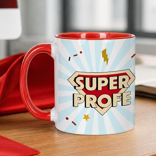 Wanapix | Taza Personalizada para Profesores | Personalizable con Nombre o Texto| Detalle Profe | Regalo para Maestros| Apta para Microondas | 325ml | Super