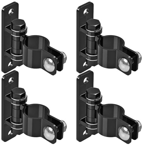 Insaga Gate Hinges Heavy Duty Carbon Steel Chain Link Fence Parts Electroplated Finish, Removable Bolts for Wall Mount, Fits 1-5/8'' Outer Diameter Pipes/Posts for Farm, Fence Gate (4Pack, Black)